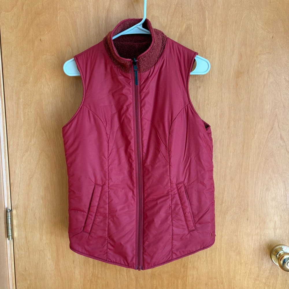 Smartwool Hudson Trail Reversible Vest Women Size S Red SW019268 Fleece Quilted